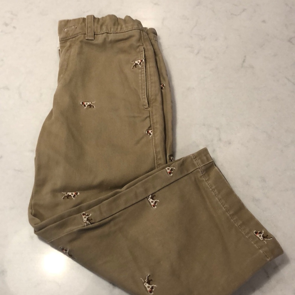 Crewcuts Khaki pants with Dog appliqué details